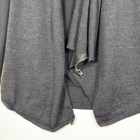 AllSaints Drina Cardigan Womens Size 4 Black Asymmetrical Zipper Drape Sweater - Picture 8 of 13